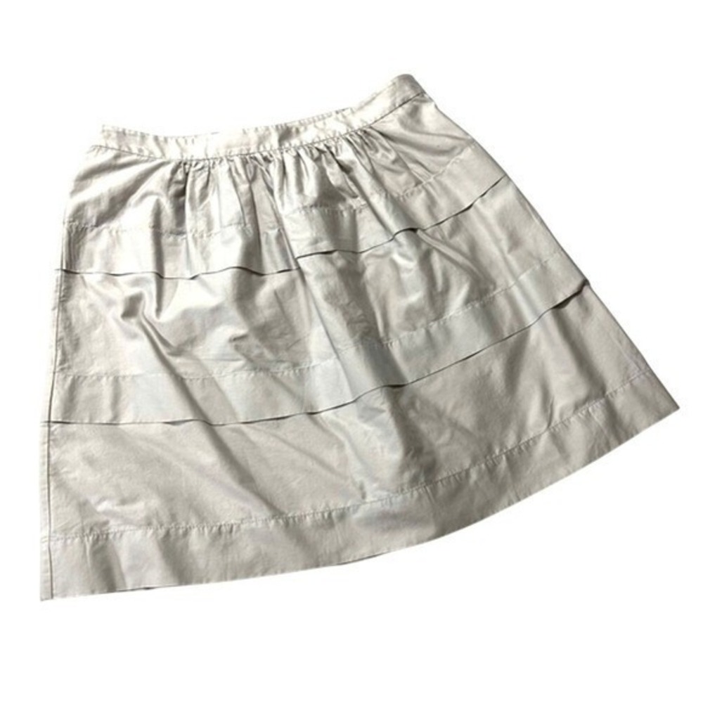 J.Crew 23278 Tiered Metallic A-Line Mini‎ Skirt Champagne Silver Womens 6